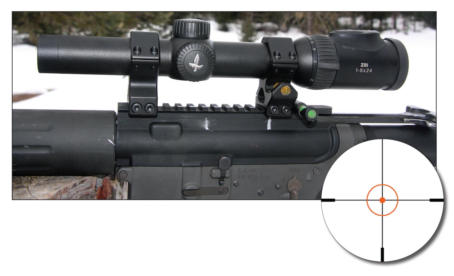 Precision Hardcore Gear Black Ops 30mm rings were used to mount Swarovski’s Z8i scope on this custom AR-15.